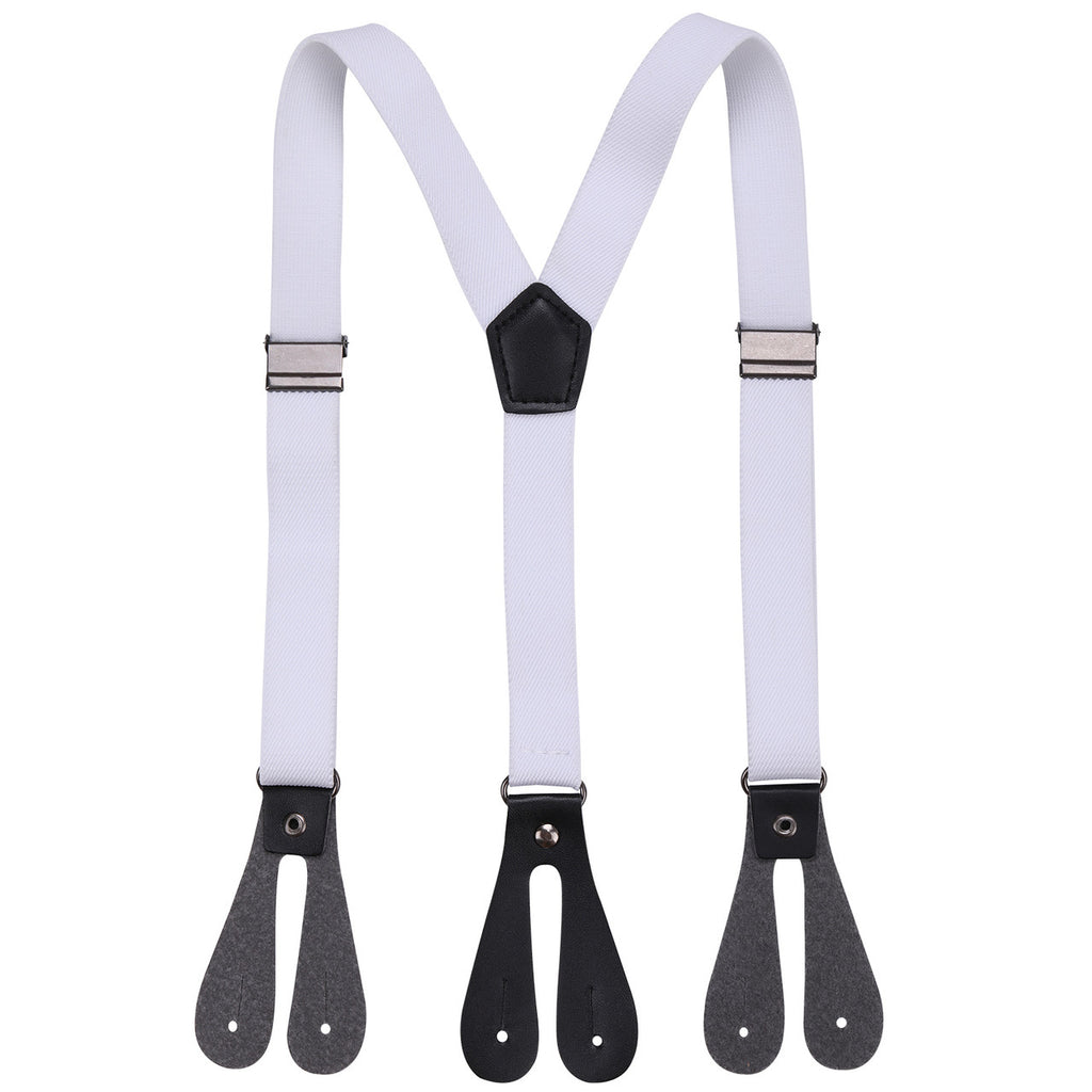 White and Black Braces for Kids with Button Hole - 20mm