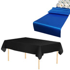 Plastic Table Cloth And Royal Blue Runner Set -  2Pcs