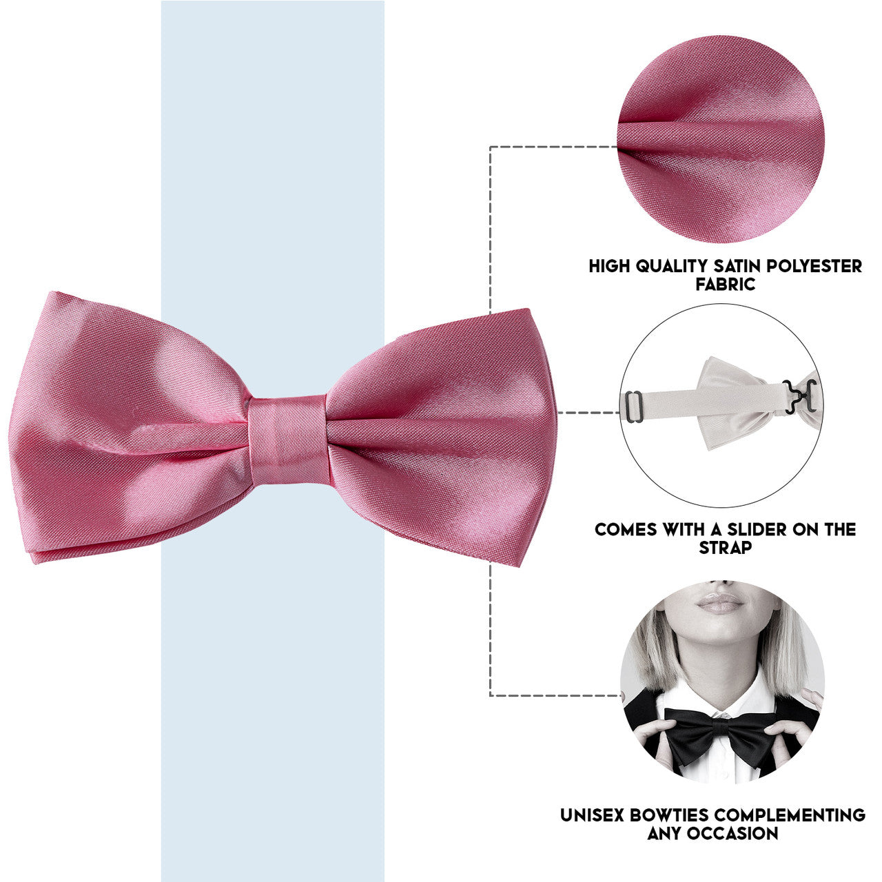 Rose Pink Bow Tie