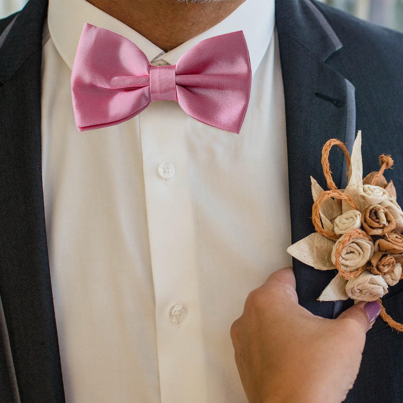 Rose Pink Bow Tie
