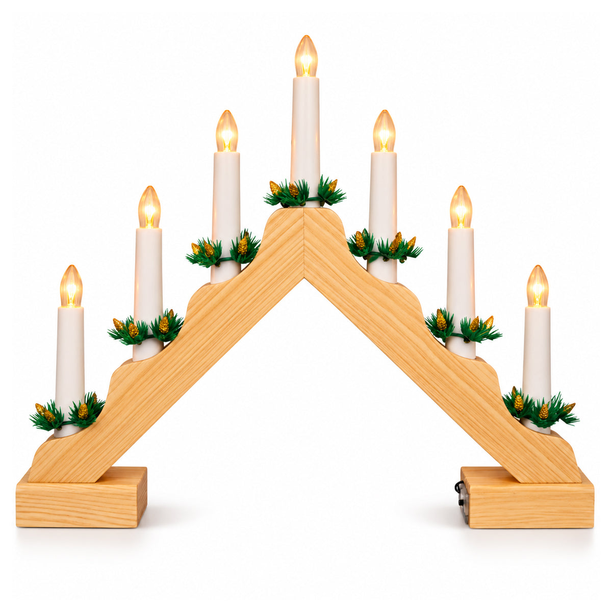 Wooden Candle Arch With 7 Warm White LED Candles