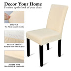 Short Velvet-Touch Spandex Chair Cover - Beige