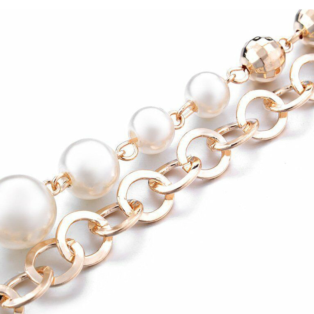 Metal Waist Belt with Pearl Beads - Gold