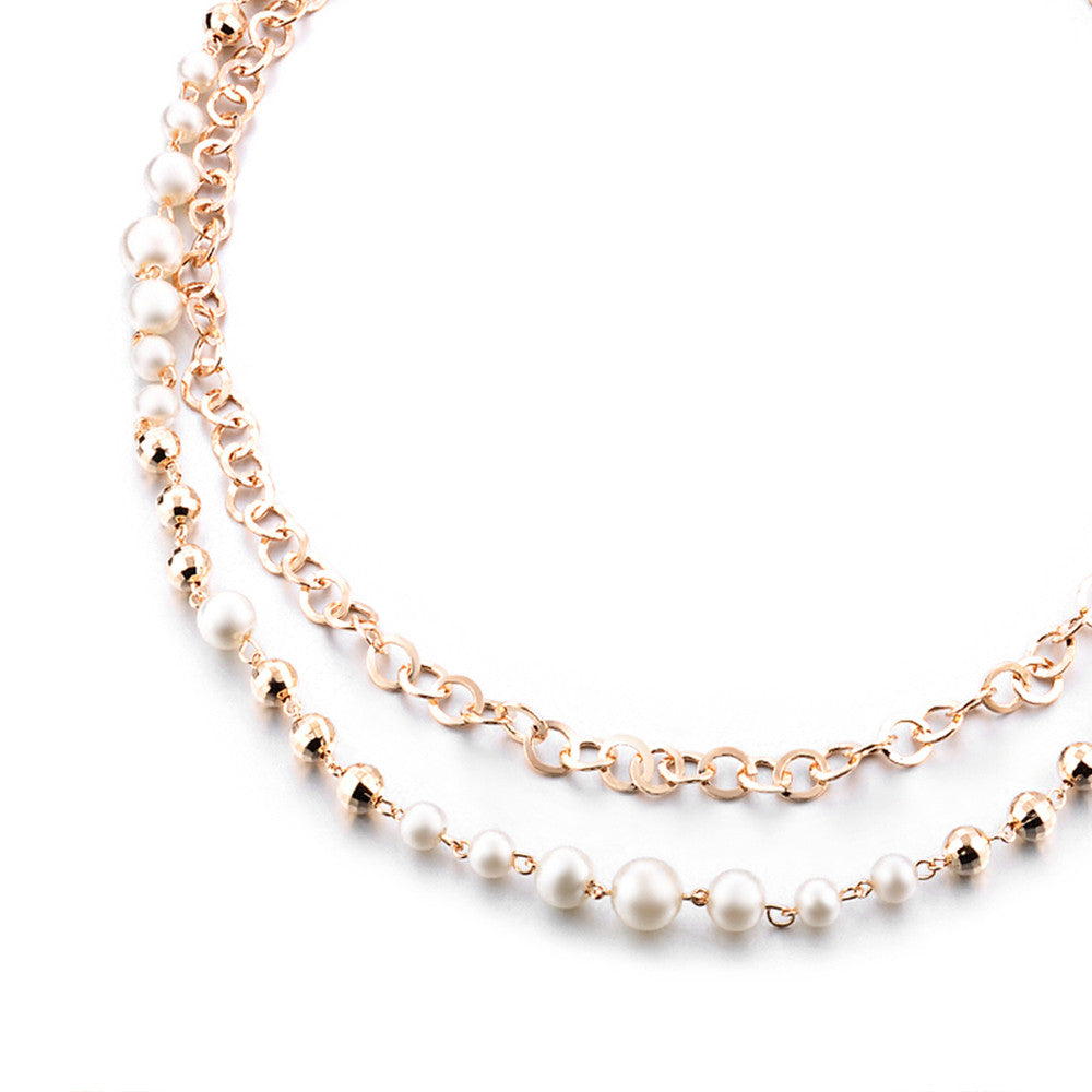 Metal Waist Belt with Pearl Beads - Gold