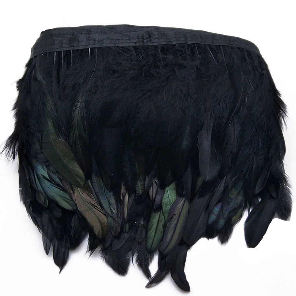 Rooster Feather Fringe for Costume - Mixed Black