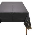 Rectangular Plastic Disposable Tablecloth - Black - Gold Dot Confetti Print