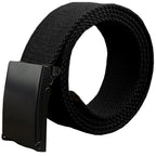 Webbing Army Belt with Black Buckle  - Black