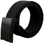 Webbing Army Belt with Black Buckle  - Black
