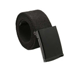 Webbing Army Belt with Black Buckle  - Black