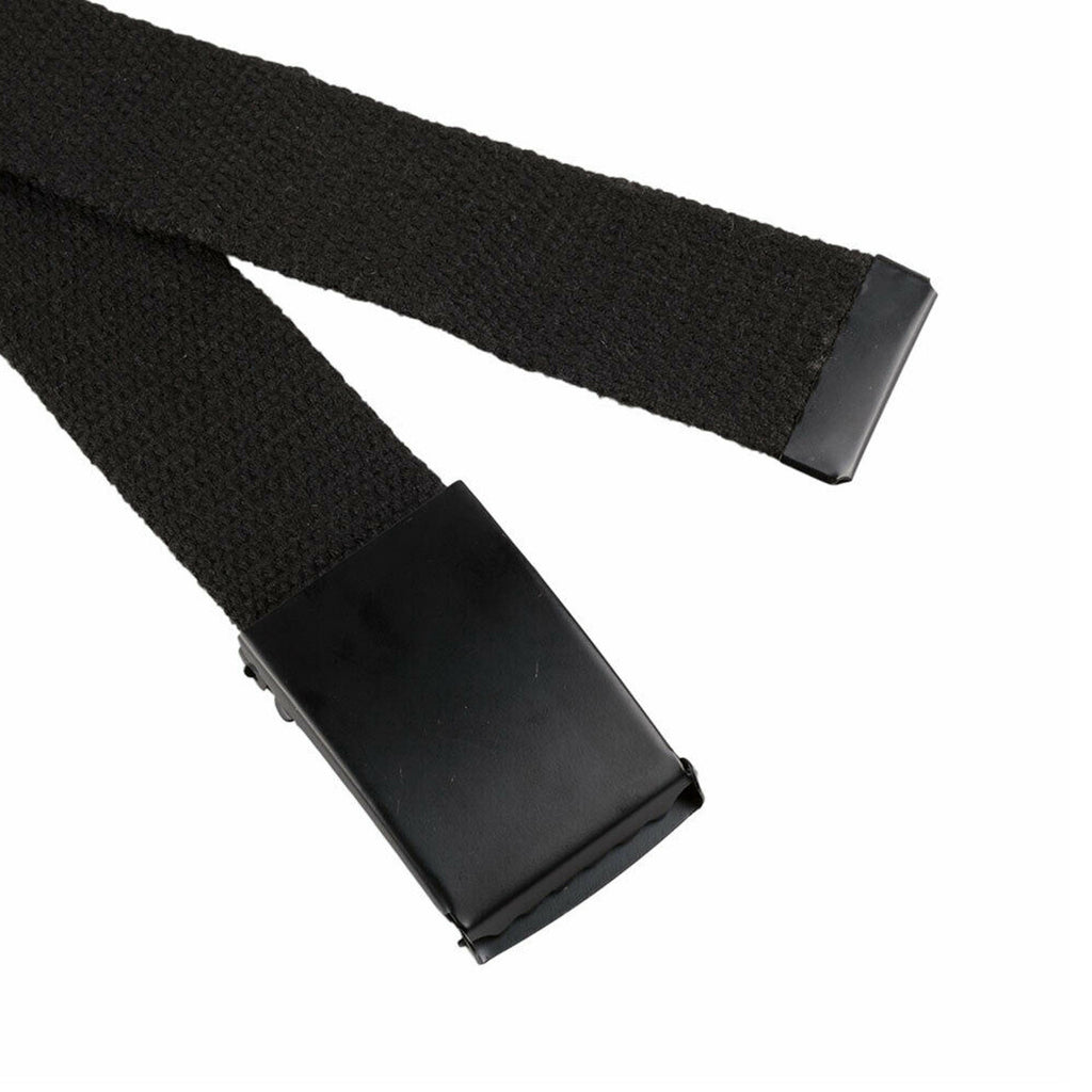 Webbing Army Belt with Black Buckle  - Black
