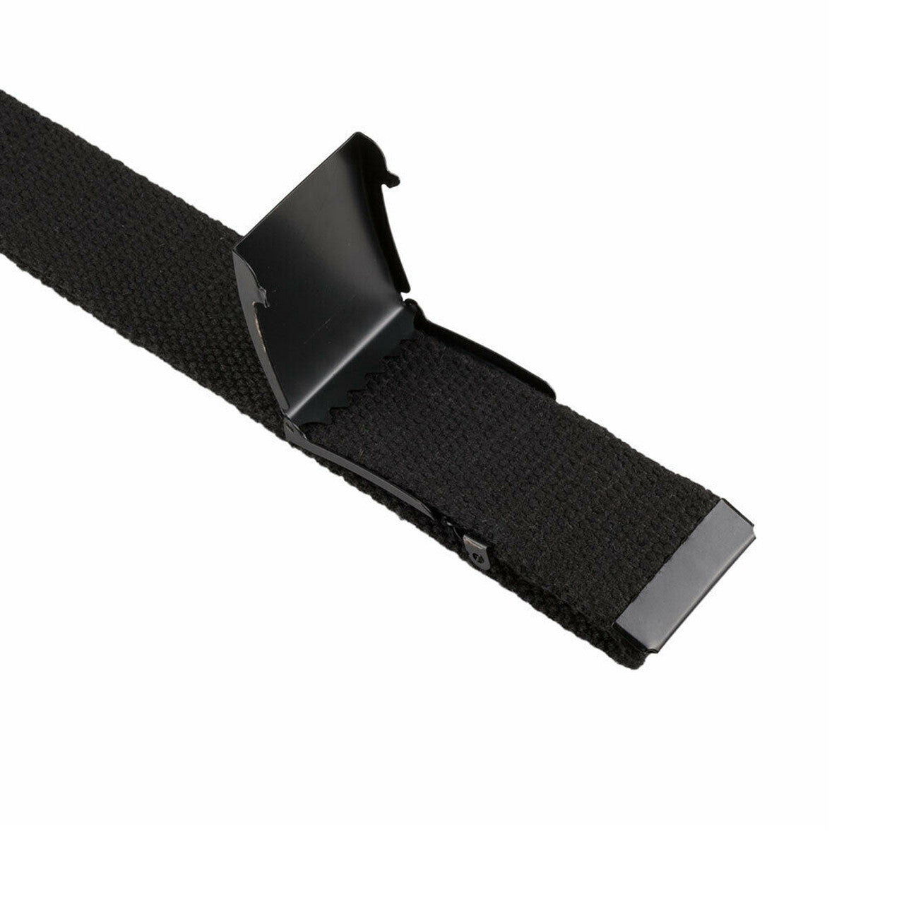 Webbing Army Belt with Black Buckle  - Black