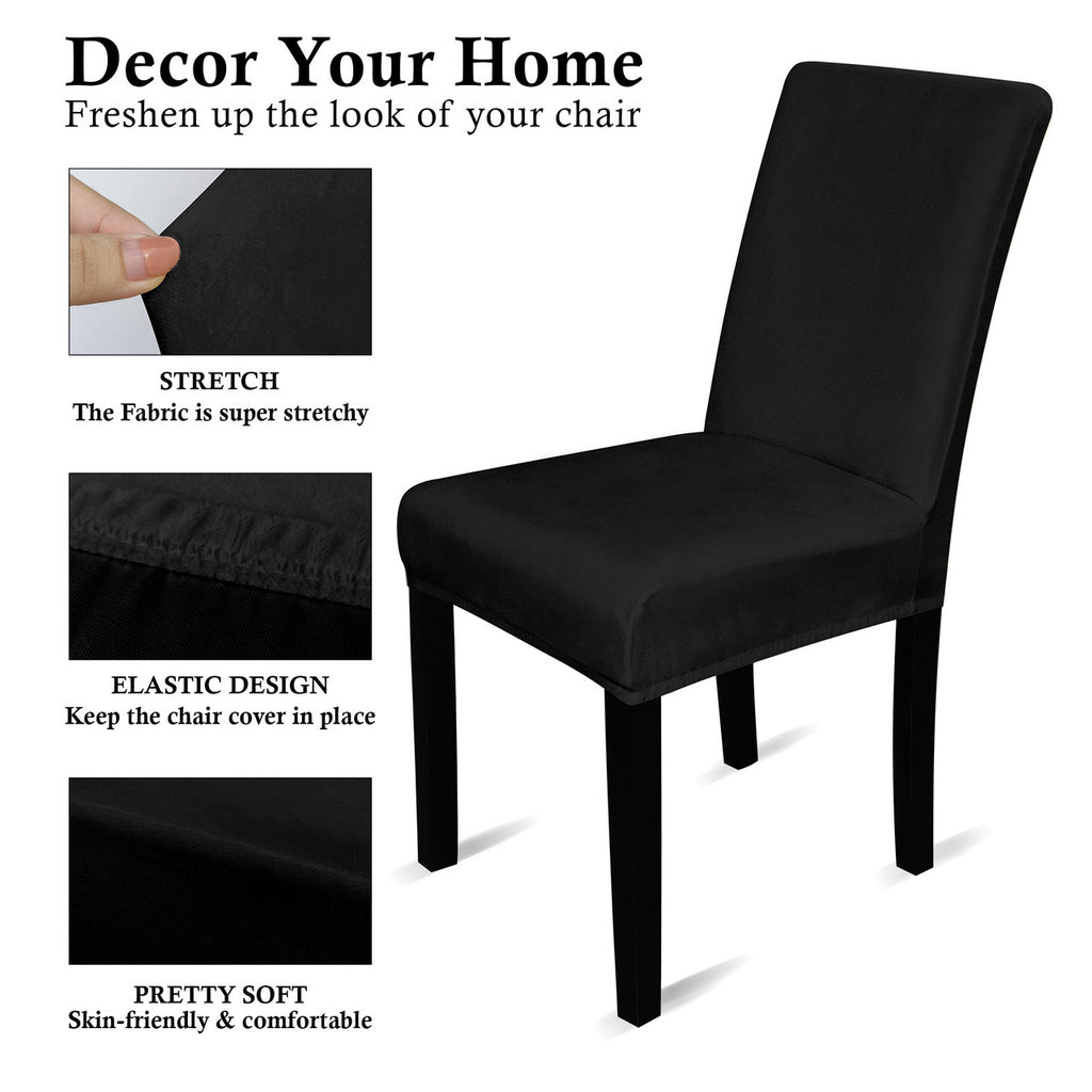 Short Velvet-Touch Spandex Chair Cover - Black