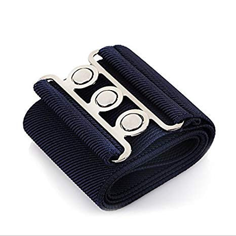 Elasticated Hooks Belt (Silver Buckle) - Navy
