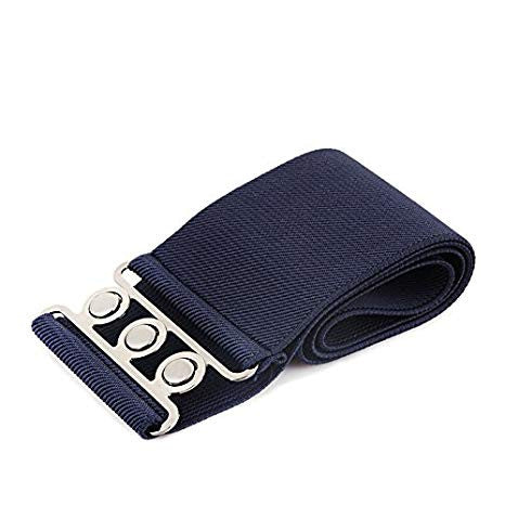 Elasticated Hooks Belt (Silver Buckle) - Navy
