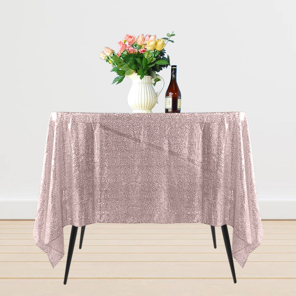 Sequin Sparkly Square Tablecloth - Blush Pink