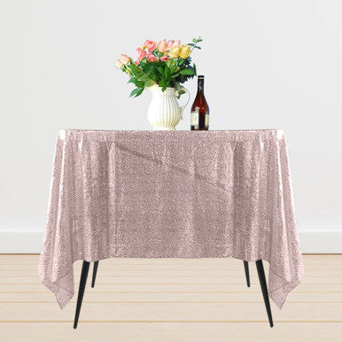 Sequin Sparkly Square Tablecloth - Blush Pink