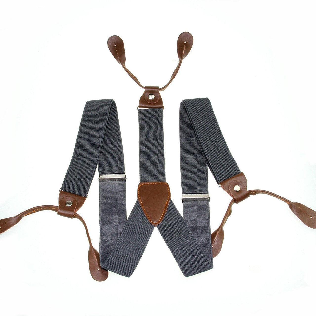Grey Braces with Button Hole - 25mm