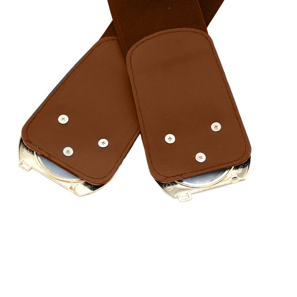 Elasticated Belt with Oval Buckle - Brown