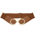 Elasticated Belt with Oval Buckle - Brown