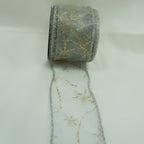 50mm x 10m Glitter Ribbon - Snowflake Silver