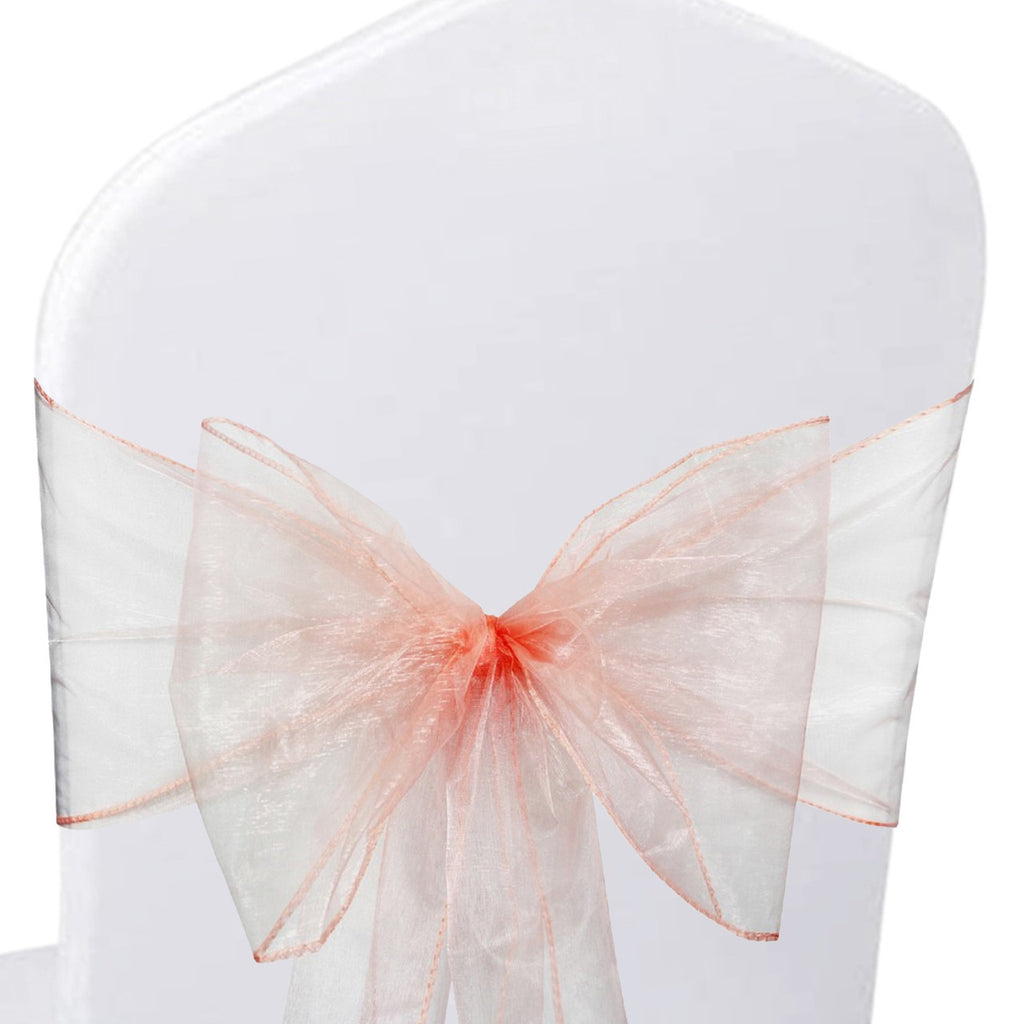 22cm x 280cm Organza Chair Sash - Coral (Pack of 10)