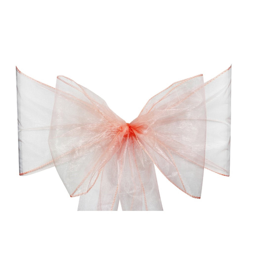 22cm x 280cm Organza Chair Sash - Coral (Pack of 10)