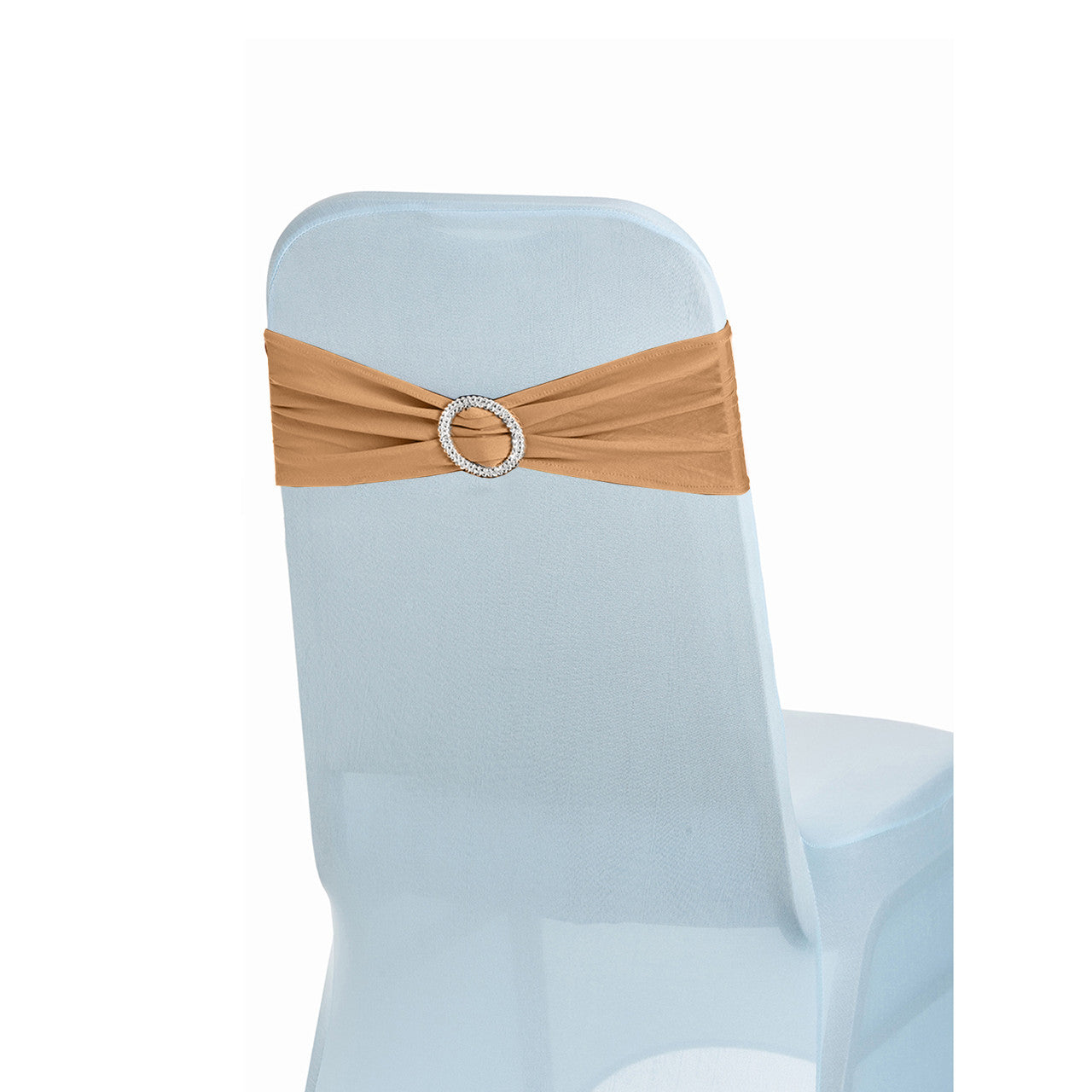 Spandex Chair Band with Round Diamante Buckle - Gold