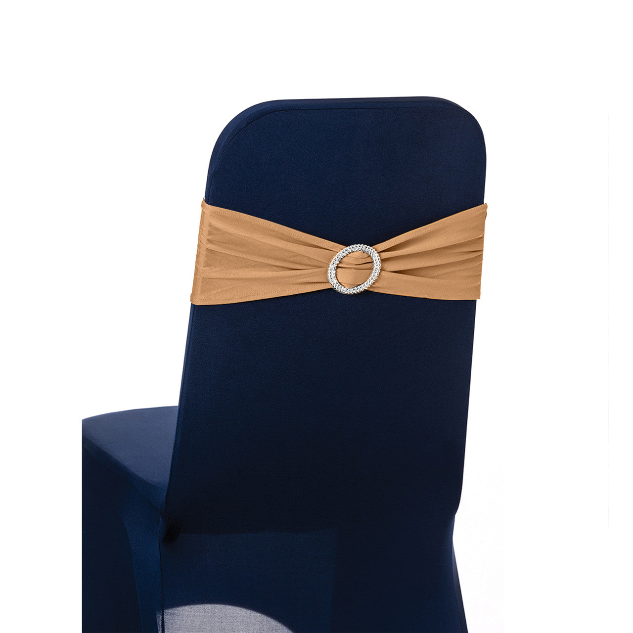 Spandex Chair Band with Round Diamante Buckle - Gold