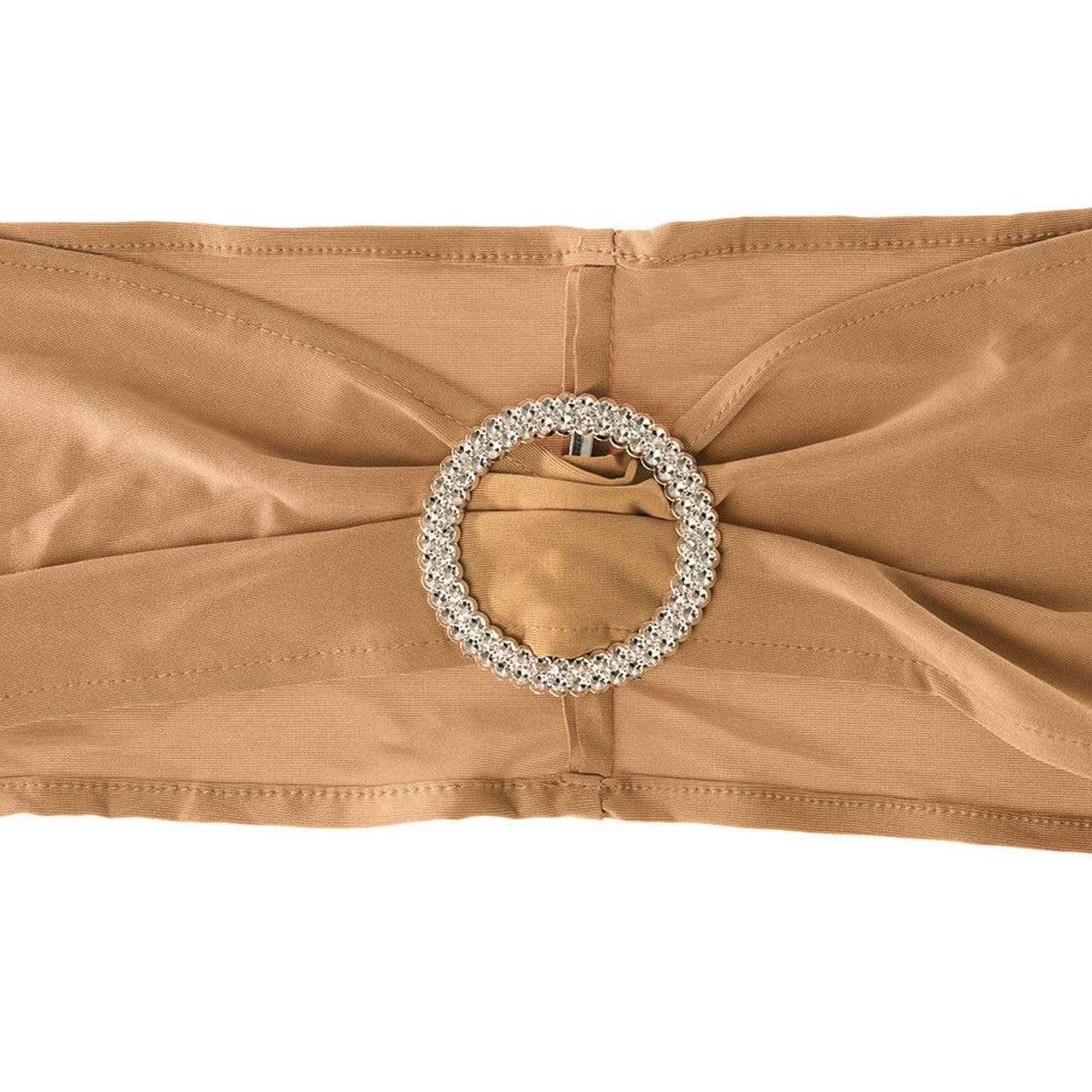 Spandex Chair Band with Round Diamante Buckle - Gold
