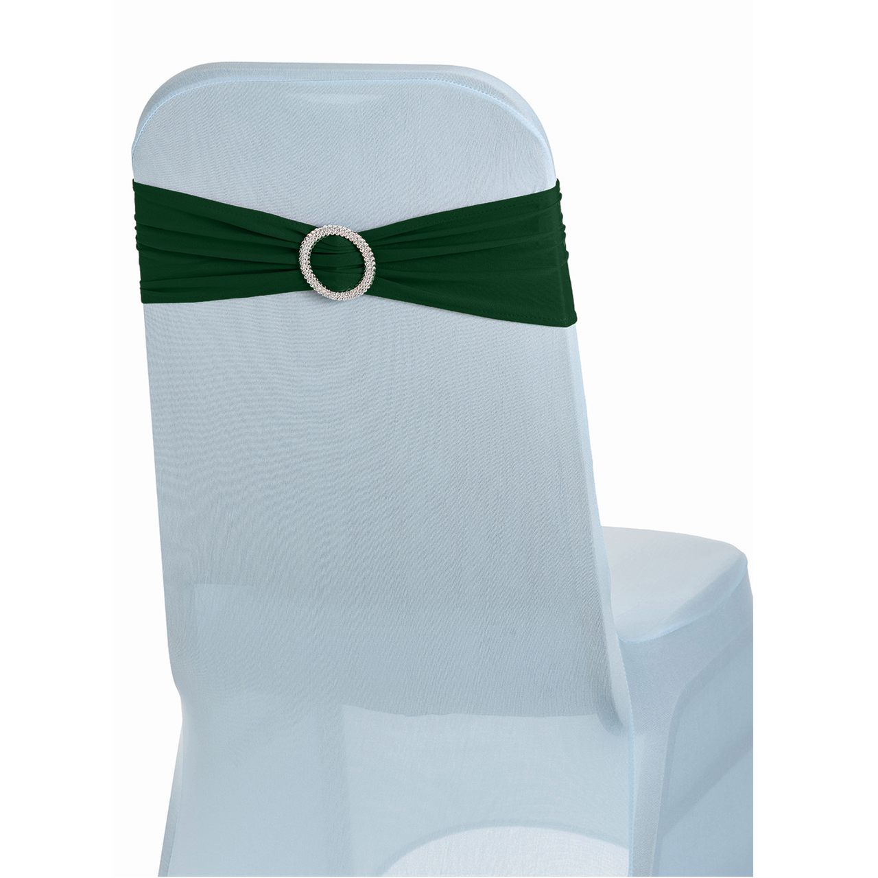 Spandex Chair Band with Round Diamante Buckle - Hunter Green