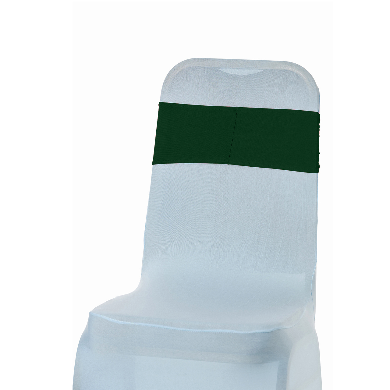 Spandex Chair Band with Round Diamante Buckle - Hunter Green