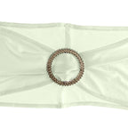 Spandex Chair Band with Round Diamante Buckle - Ivory
