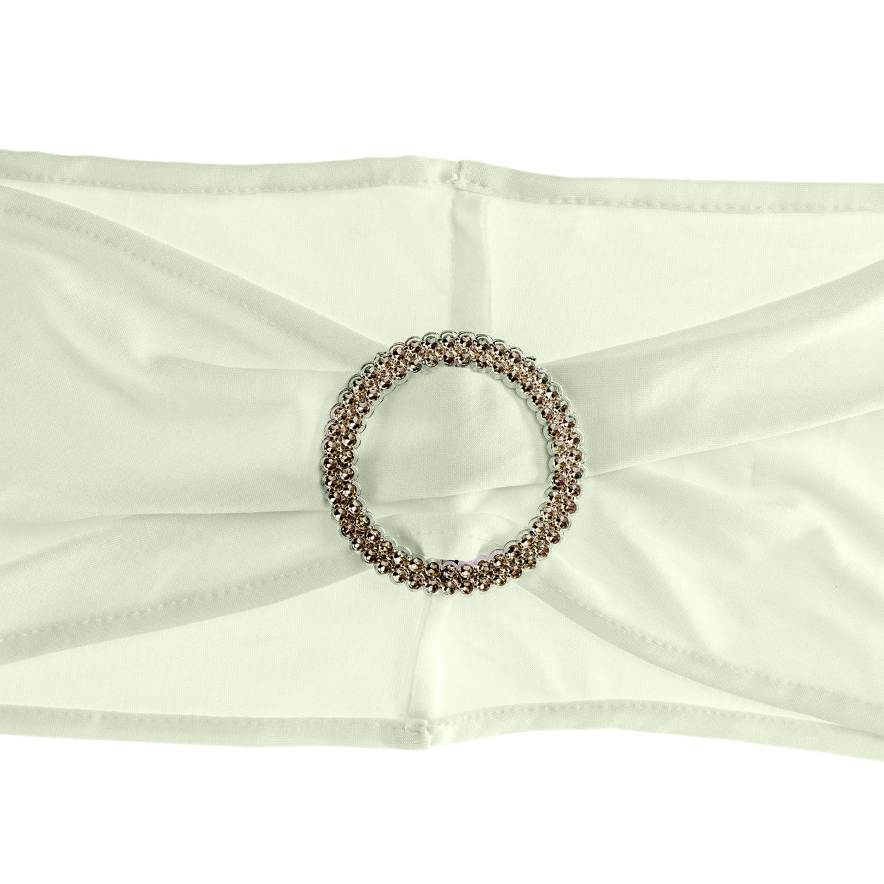 Spandex Chair Band with Round Diamante Buckle - Ivory