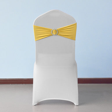 Spandex Chair Band with Round Diamante Buckle - Lemon