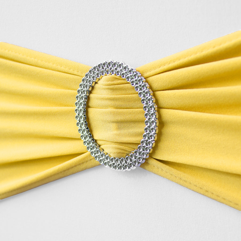 Spandex Chair Band with Round Diamante Buckle - Lemon