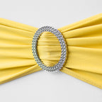 Spandex Chair Band with Round Diamante Buckle - Lemon