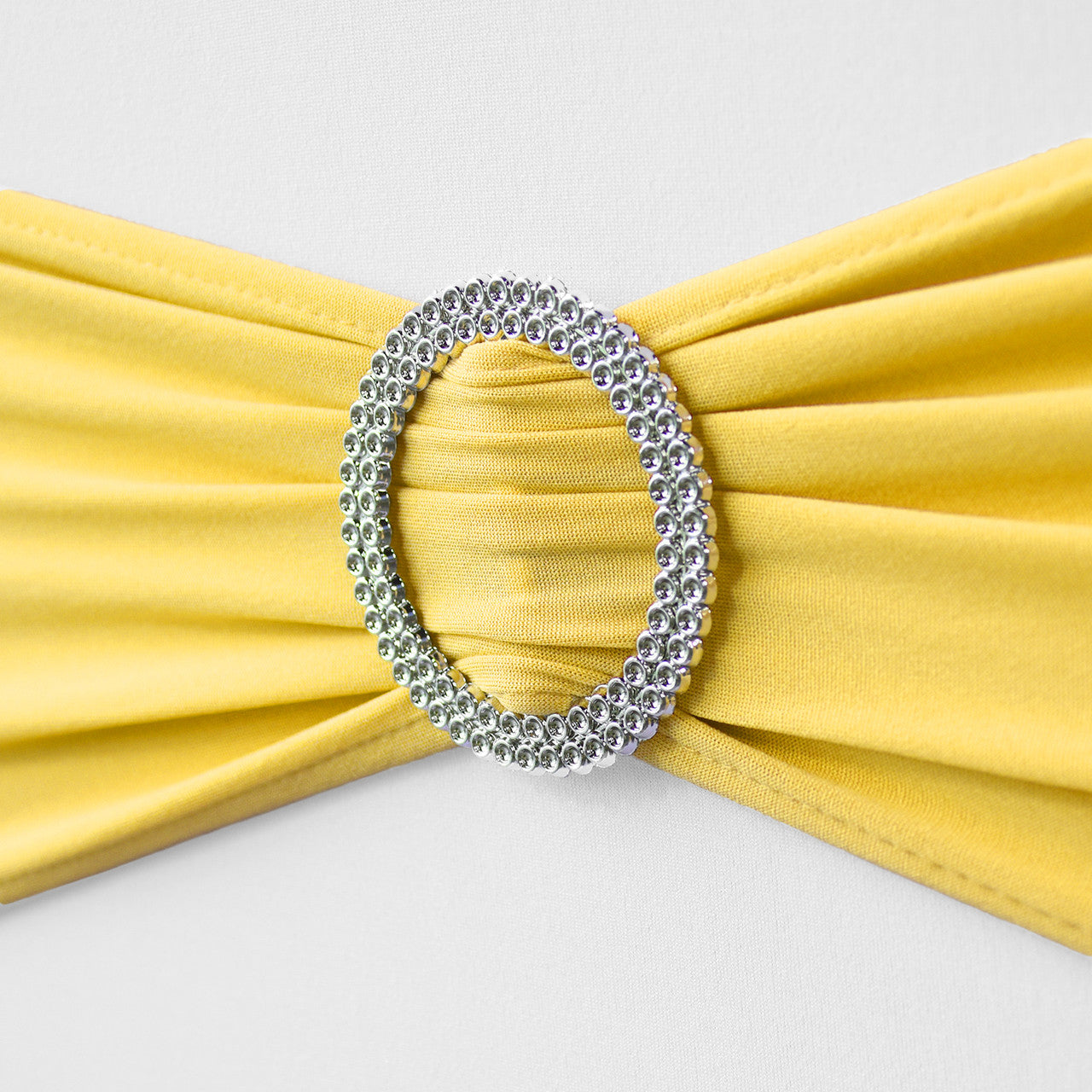 Spandex Chair Band with Round Diamante Buckle - Lemon