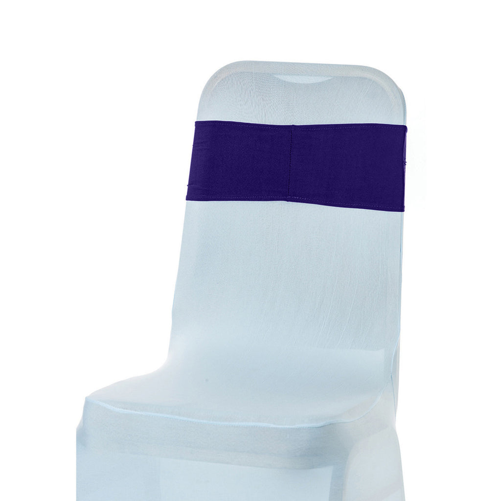 Spandex Chair Band with Round Diamante Buckle - Purple