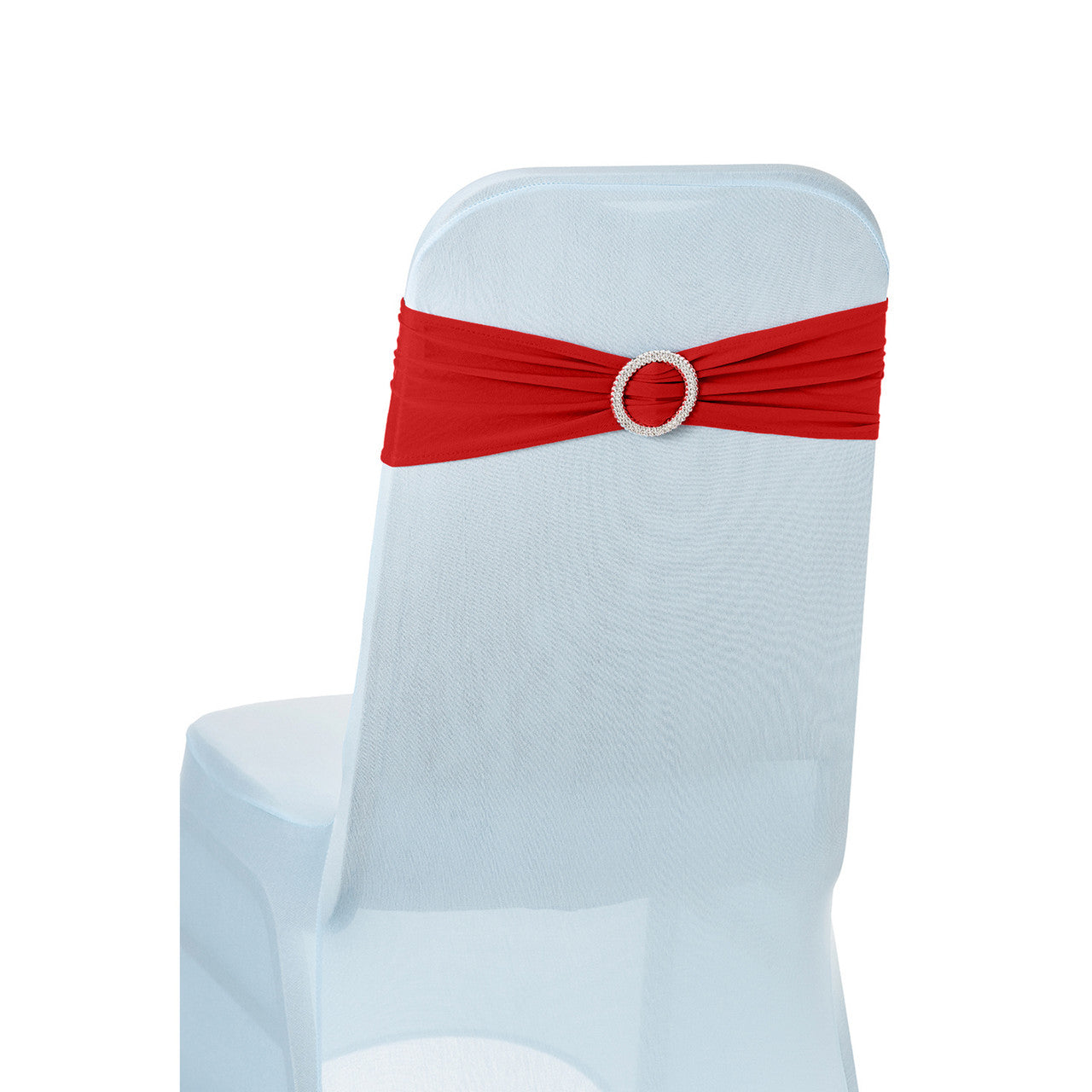 Spandex Chair Band with Round Diamante Buckle - Red