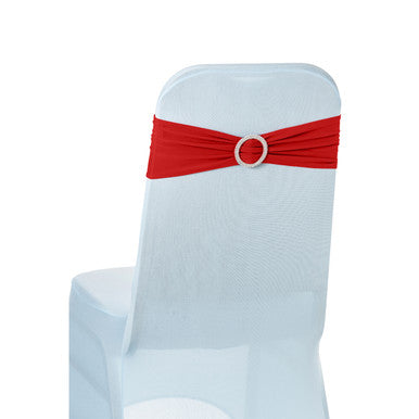 Spandex Chair Band with Round Diamante Buckle - Red