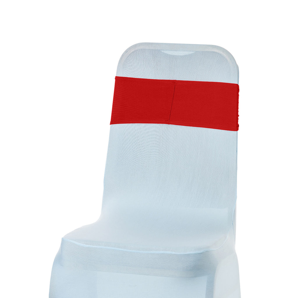Spandex Chair Band with Round Diamante Buckle - Red