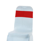 Spandex Chair Band with Round Diamante Buckle - Red