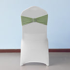 Spandex Chair Band with Round Diamante Buckle - Sage Green