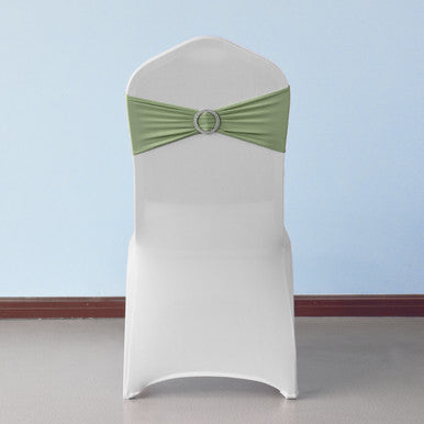 Spandex Chair Band with Round Diamante Buckle - Sage Green