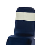 Spandex Chair Band with Round Diamante Buckle - Silver