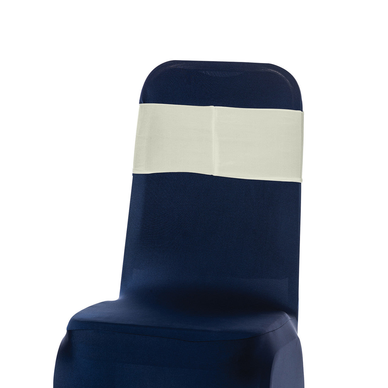 Spandex Chair Band with Round Diamante Buckle - Silver