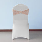 Sparkling Sequin Chair Bands with Diamante Buckle  Rose Gold