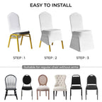 White Polyester Stretchable Chair Covers with Ruched Spandex