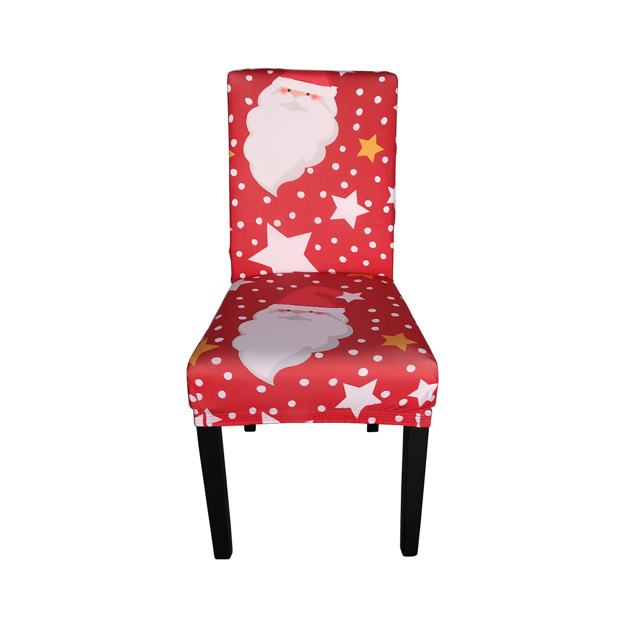 Short Spandex Christmas Themed Chair Cover - Santa Claus & Snowflakes