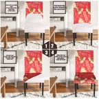 Short Spandex Christmas Themed Chair Cover - Bows & Leaves